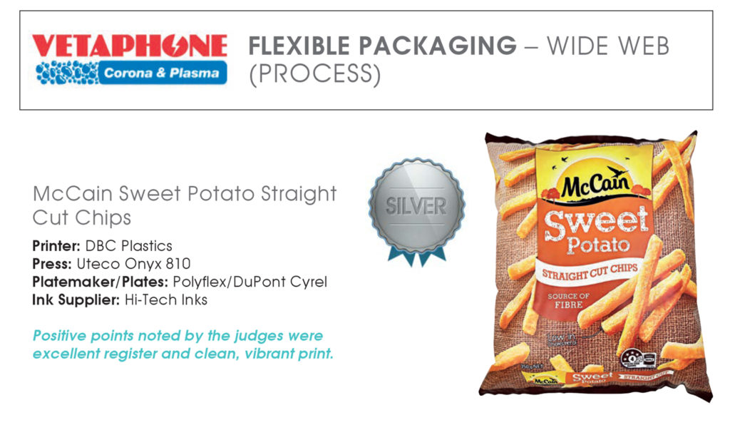 DBC Plastics McCain Sweet Potato Cut Chips silver medal packaging